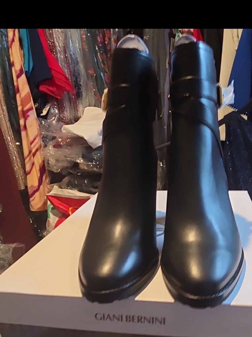 Giani Bernini Black Faux Leather Ankle Booties